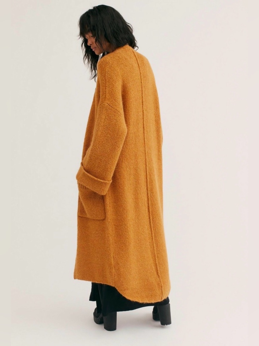 Free People Live In Tokyo Cardigan Chestnut Camel Pocket - Picture 2 of 6